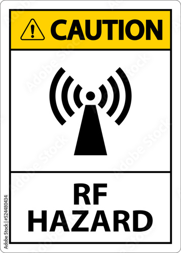 Caution RF Hazard Sign On White Background
