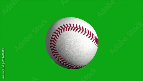 3d baseball ball icon on  screen chroma key background seamless infinite loop background 3d animation