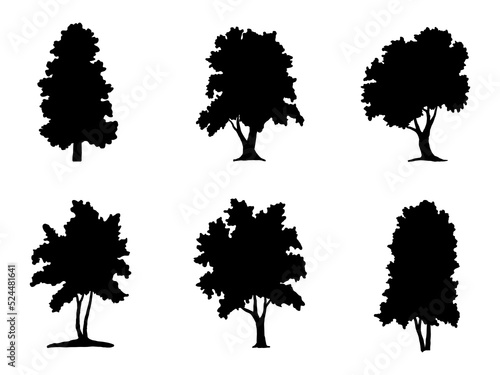 collection isolated tree Symbol silhouette style on white background. Can be used for your work.