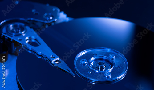 Canvastavla Inside of internal Harddrive HDD , Disassembled hard drive from the computer dat