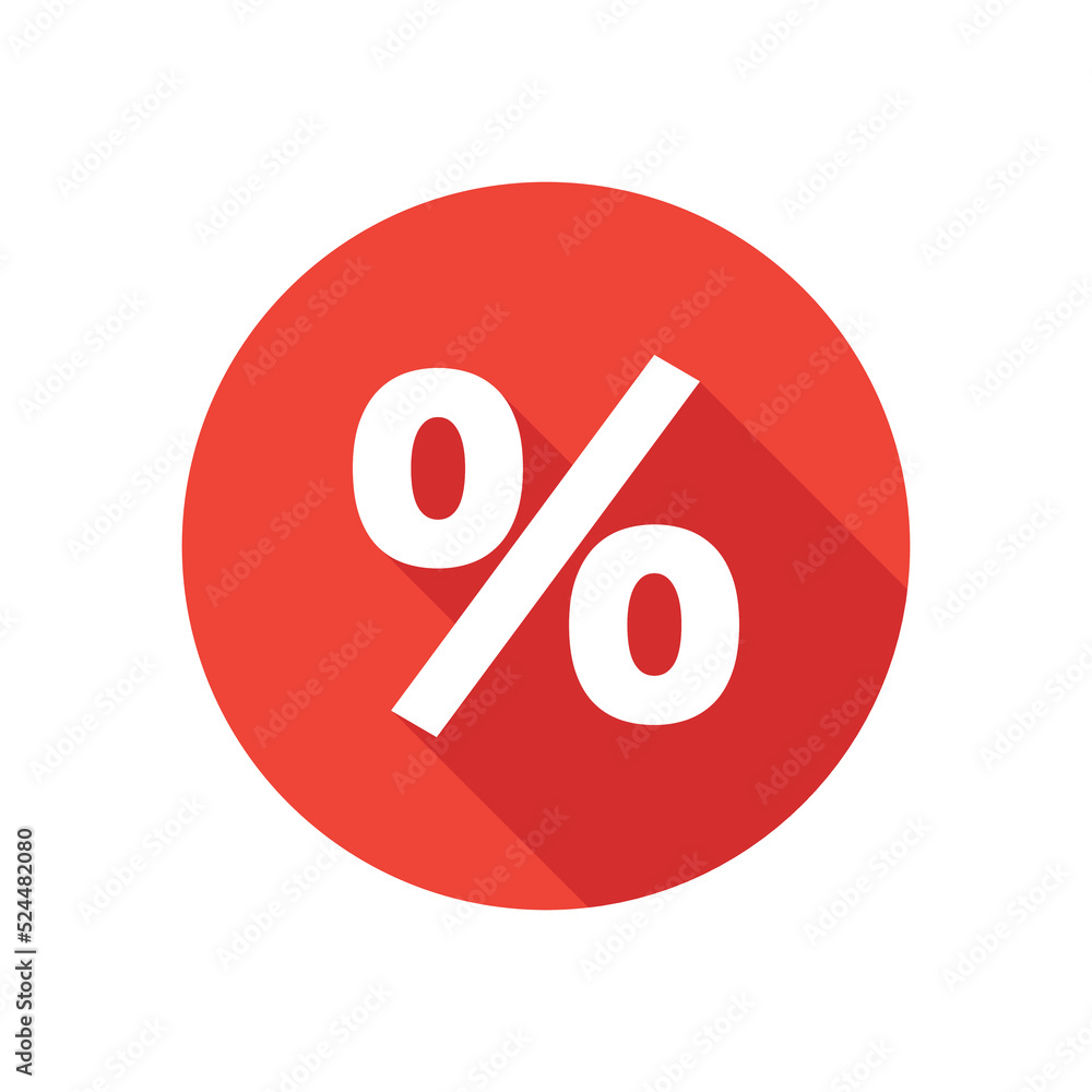 Discount percent icon with long shadow effect. Vector illustration. Discount percent icon with long shadow effect. Vector illustration.