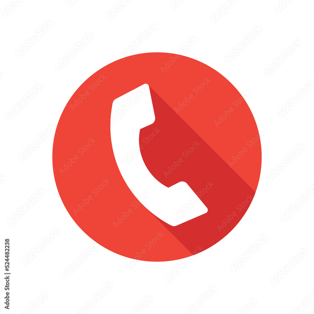 Phone flat icon on round button in long shadow style. Phone flat icon on round button in long shadow style.