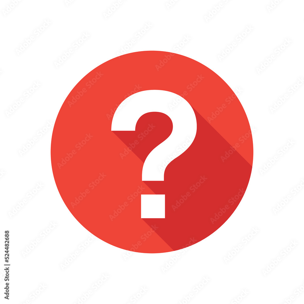 Question flat icon on round button in long shadow style. Question flat icon on round button in long shadow style.