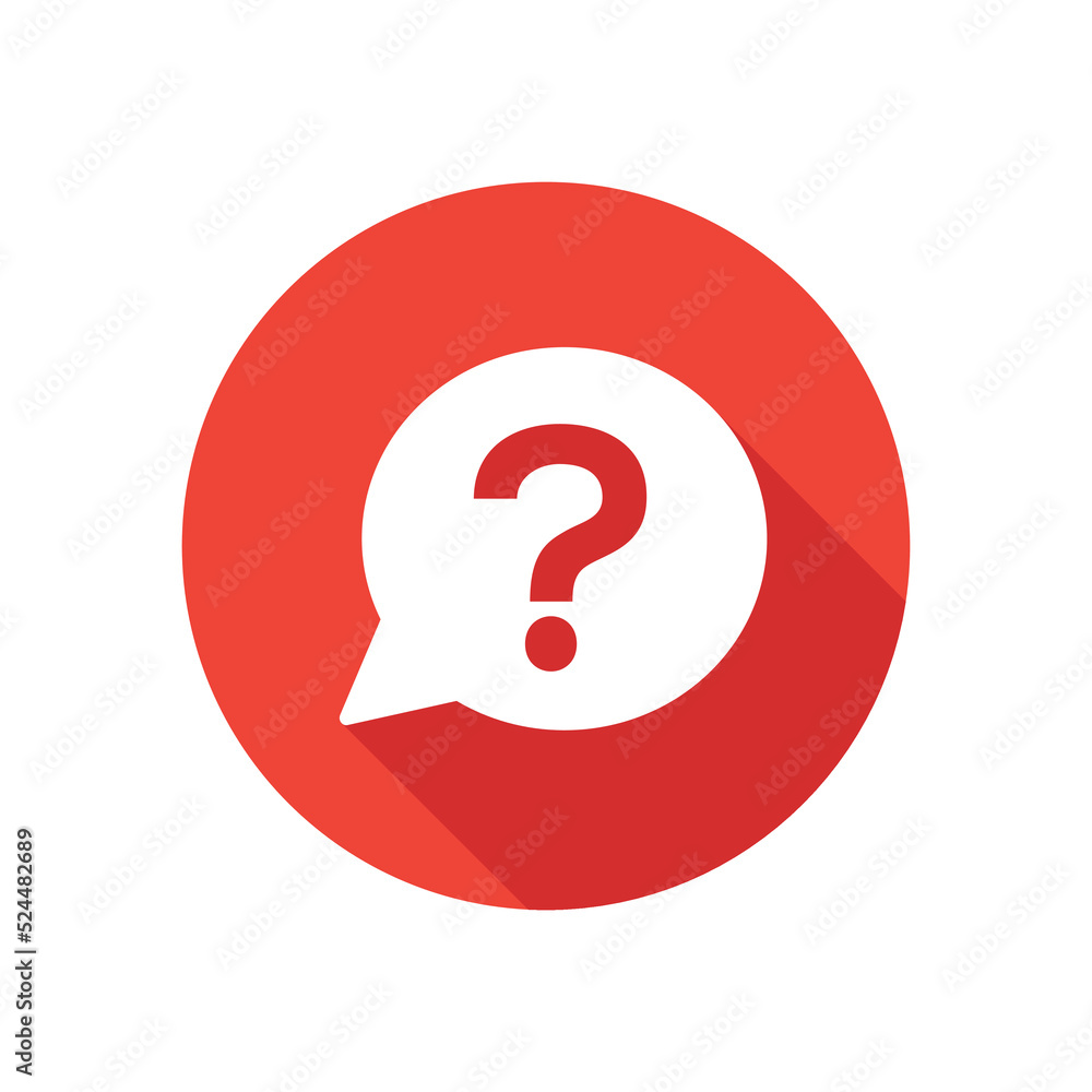 Support question icon with long shadow effect. Vector illustration. Support question icon with long shadow effect. Vector illustration.