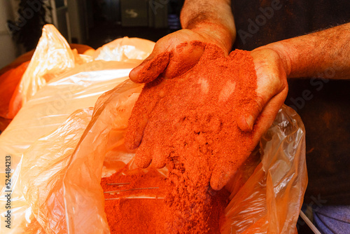 Fototapeta Naklejka Na Ścianę i Meble -  pimienta de la variedad local Tap De Corti,mercado al aire libre, Fira,Porreres, Mallorca,Islas Baleares, Spain.