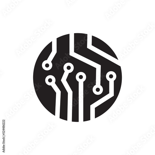 Circuit board icon. Technology scheme square symbol