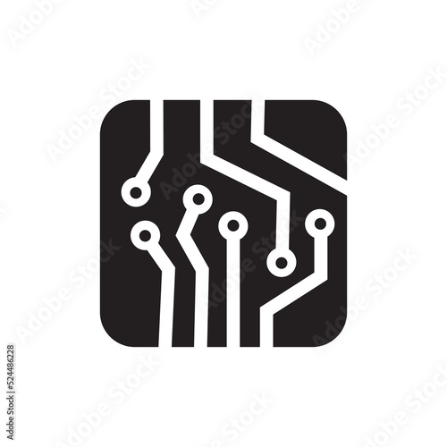 Circuit board icon. Technology scheme square symbol