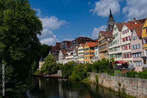 The Hölderlin Tower on the historic old town bank of the Neckar River in Tübingen