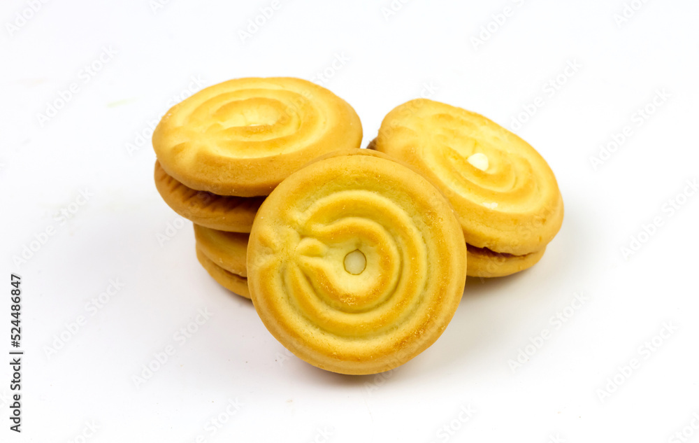 Cream sandwich cookies isolated on white background. Cream sandwich cookies isolated on white background.
