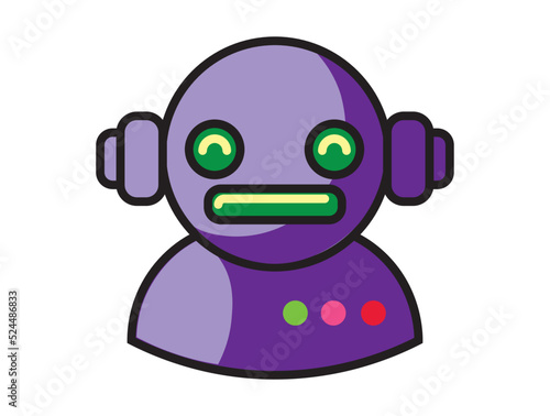 cartoon retro futuristic robot icon, vintage sci fi logo, social media avatar