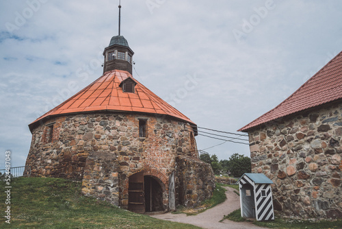 Round tower in the fortress of Korela in Russia