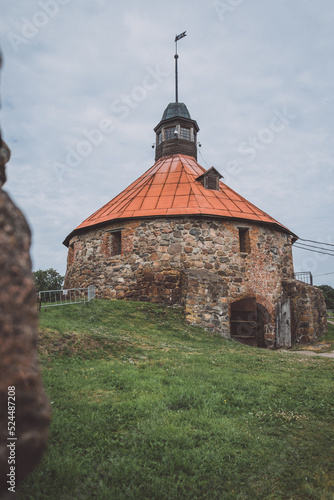Round tower in the fortress of Korela in Russia