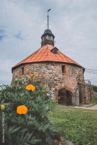 Round tower in the fortress of Korela in Russia