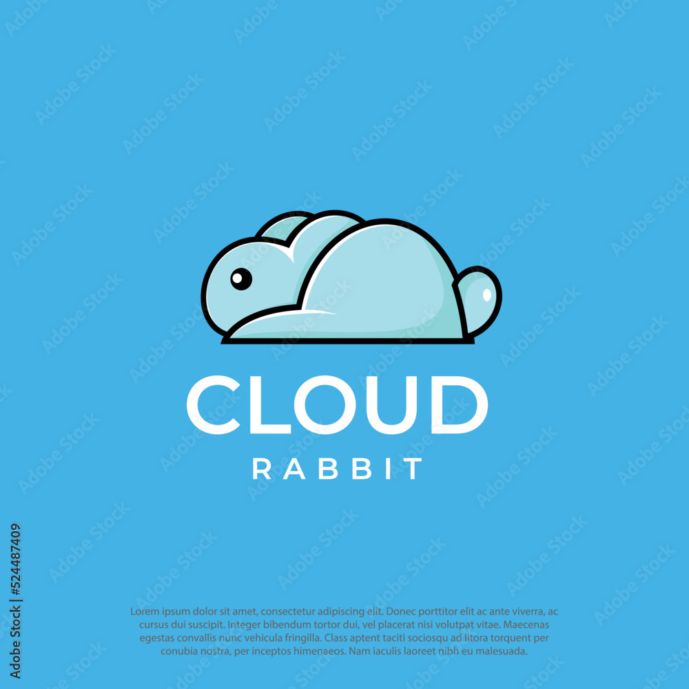 Cloud rabbit vector logo design. combining rabbit or bunny and cloud logo vector concept element Cloud rabbit vector logo design. combining rabbit or bunny and cloud logo vector concept element