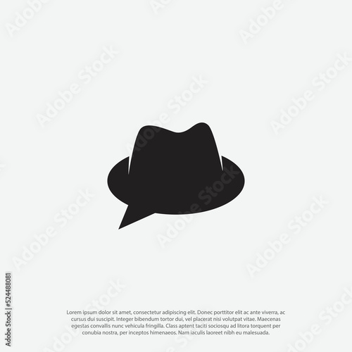 Combining bubble chat and spy detective hats or hat for private chat logo vector