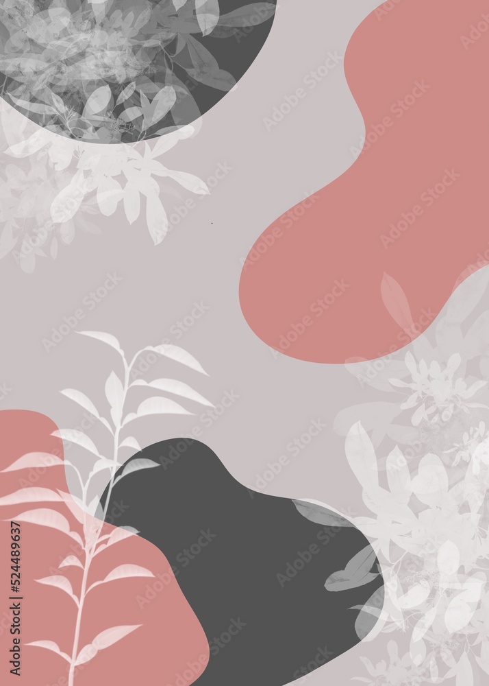 Fototapeta premium Gentle abstract background with leaves and flowers. A splash of color on the background. Background,template,wallpaper with leaves and flowers. Beautiful background with abstracts and leaves