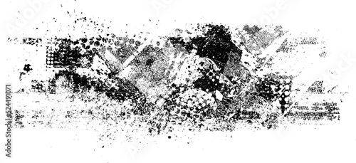 Glitch distorted geometric shape . Noise destroyed logo . Trendy defect error shapes . Glitched frame .Grunge textured . Distressed effect .Vector shapes with a halftone dots screen print texture.