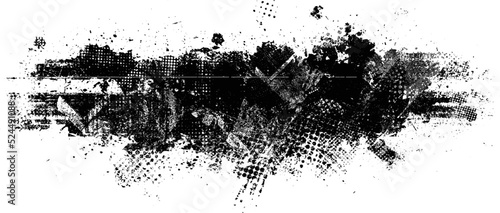 Glitch distorted geometric shape . Noise destroyed logo . Trendy defect error shapes . Glitched frame .Grunge textured . Distressed effect .Vector shapes with a halftone dots screen print texture.