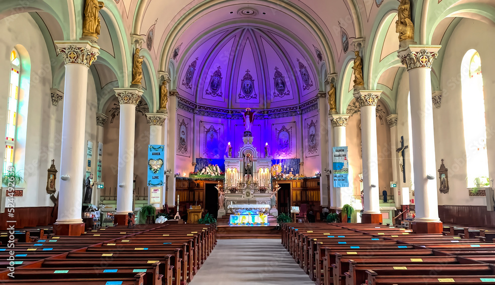 Saint-François-Xavier Parish interior built in 1858 in Bromont, Quebec