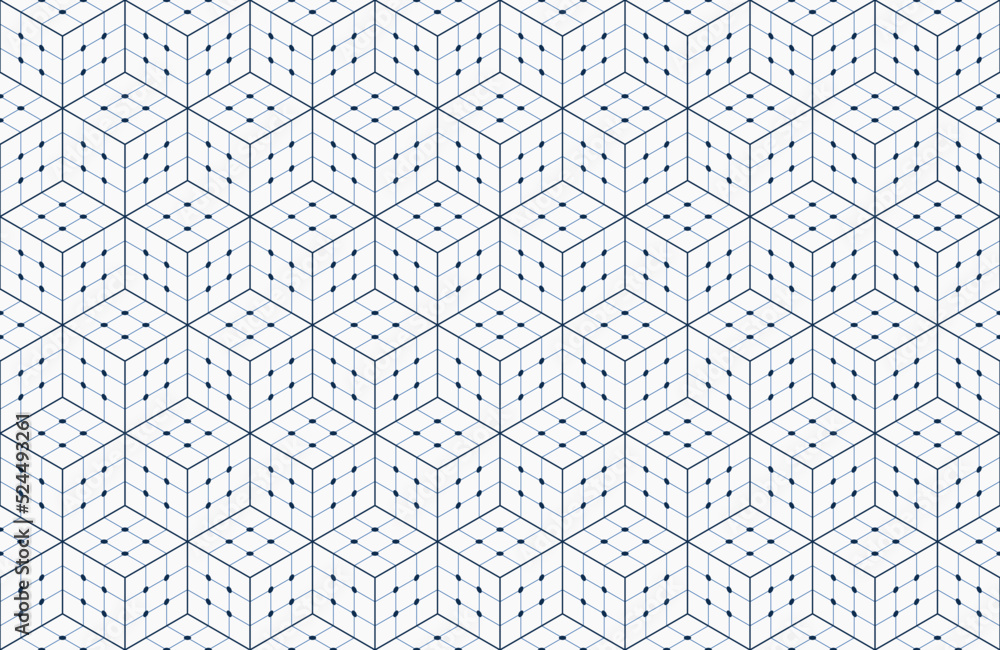 Cube line dot seamless hexagon pattern background Cube line dot seamless hexagon pattern background