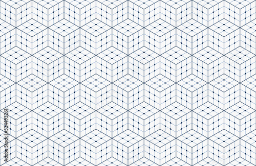Cube line dot seamless hexagon pattern background