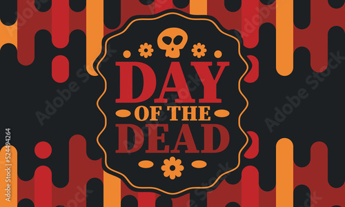 Day of the Dead in November. A holiday dedicated to the memory of the dead. Celebrate annual in Mexico and other Latin American countries. Mexican and Hispanic tradition pattern and texture with skull