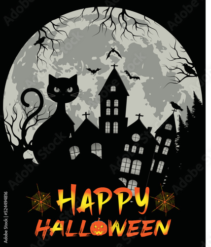 Happy Halloween typography vector t-shirt design.