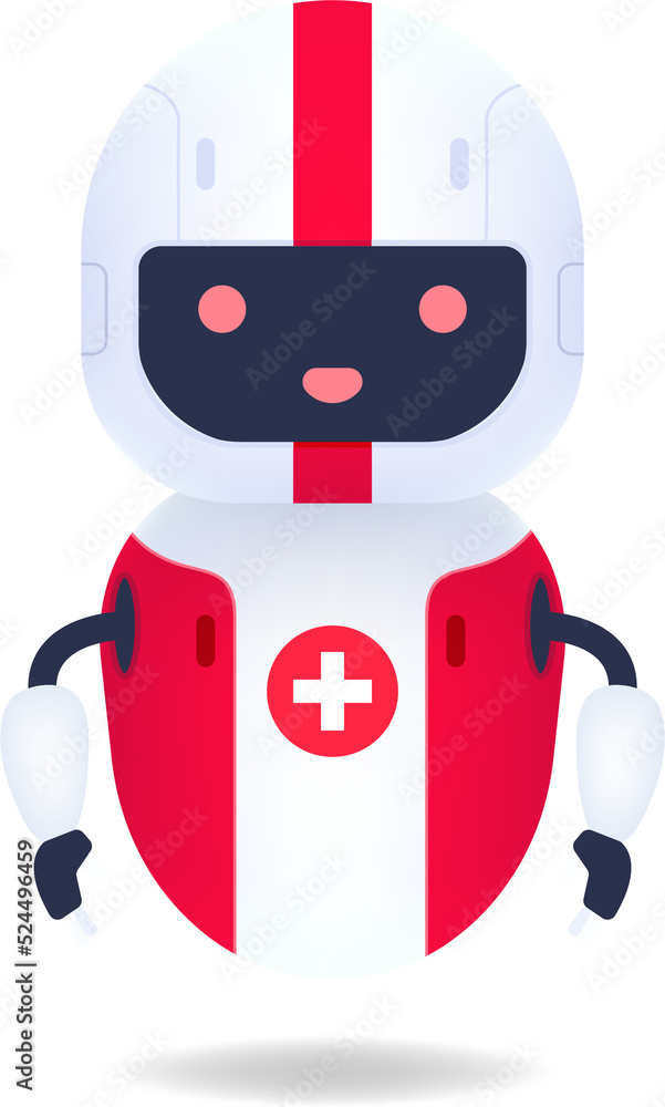 Medical friendly robot character. Cute and smile AI robot. Medical friendly robot character. Cute and smile AI robot.