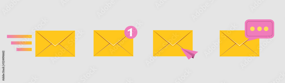 mail envelope icon with stamp
isolated on grey background. Render email notification
with letters, check mark, paper plane and magnifying glass.
realistic vector mail envelope icon with stamp
isolated on grey background. Render email notification
with letters, check mark, paper plane and magnifying glass.
realistic vector