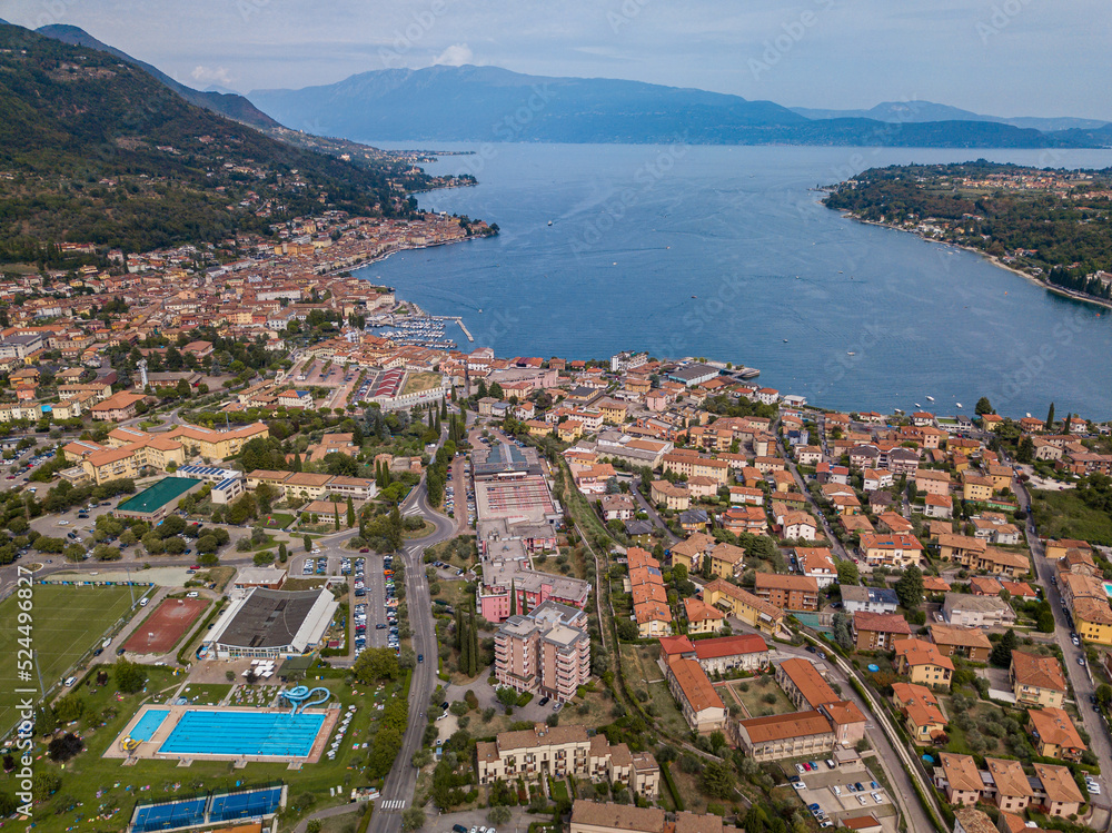 Italy, August 2022: panoramic view of Salò on Lake Garda in the province of Brescia, Lombardy