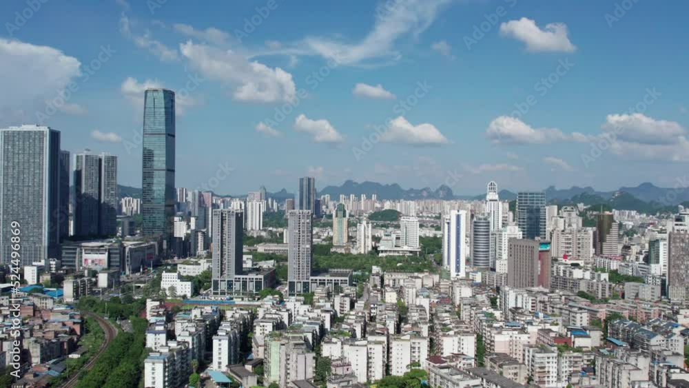 Aerial photography of Liuzhou city appearance, China Aerial photography of Liuzhou city appearance, China