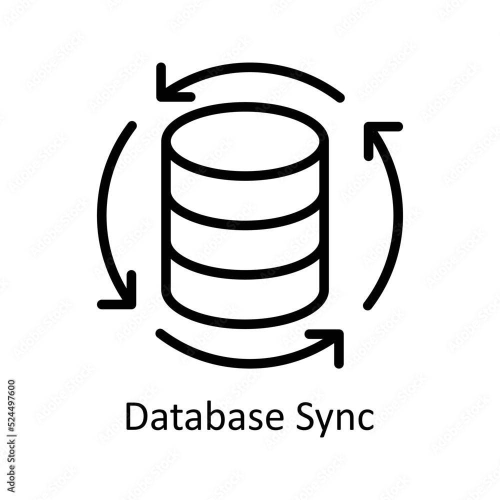 Database Sync vector Outline Icon Design illustration on White background. EPS 10 File Database Sync vector Outline Icon Design illustration on White background. EPS 10 File