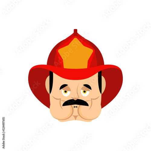 Firefighter nausea emotion avatar. Fireman sickness emotion. Ill man