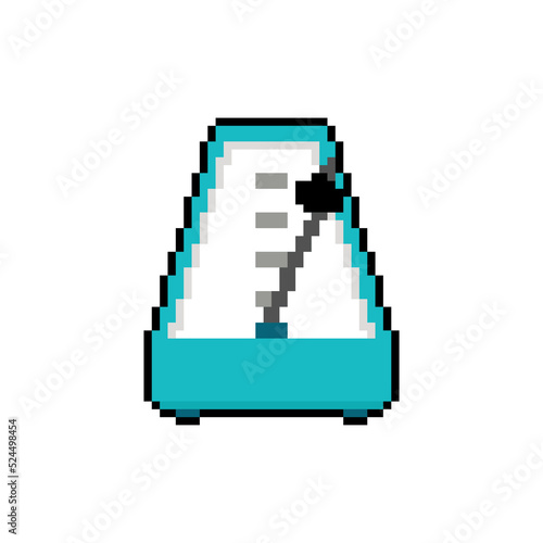 Metronome pixel art. 8 bit device that marks short intervals of time with even beats.
