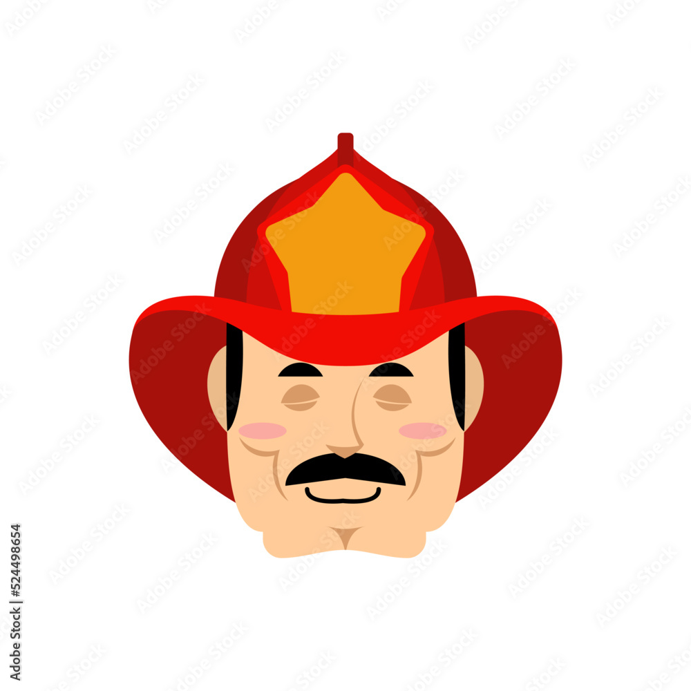 Firefighter sleeping emoji face avatar. Fireman asleep emotions