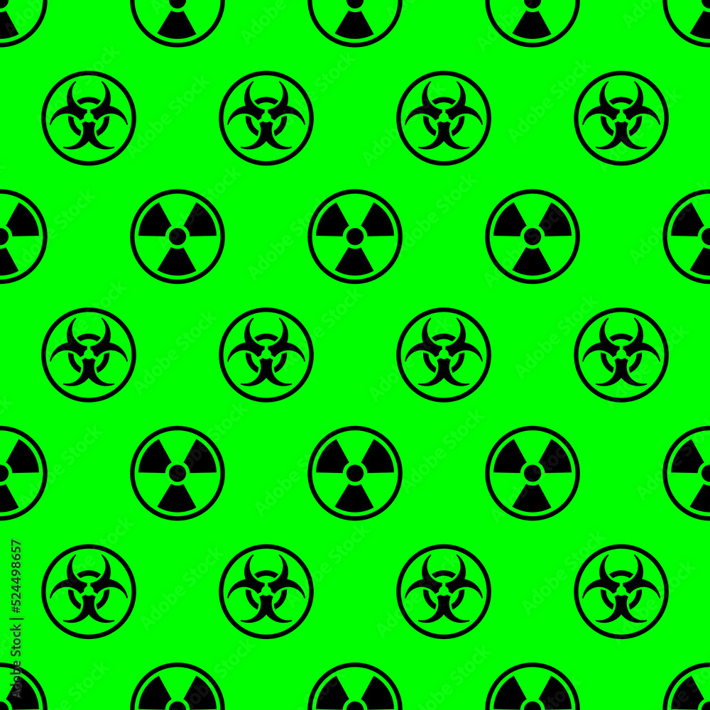 Biohazard and radioactive waste pattern seamless. biohazard sign and nuclear danger background. Biohazard and radioactive waste pattern seamless. biohazard sign and nuclear danger background.