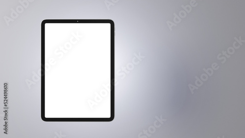 Tablet mock-up with a white screen and empty space for demonstration of webpage, design app, or graphics.