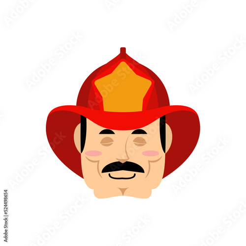 Firefighter sleeping emoji face avatar. Fireman asleep emotions