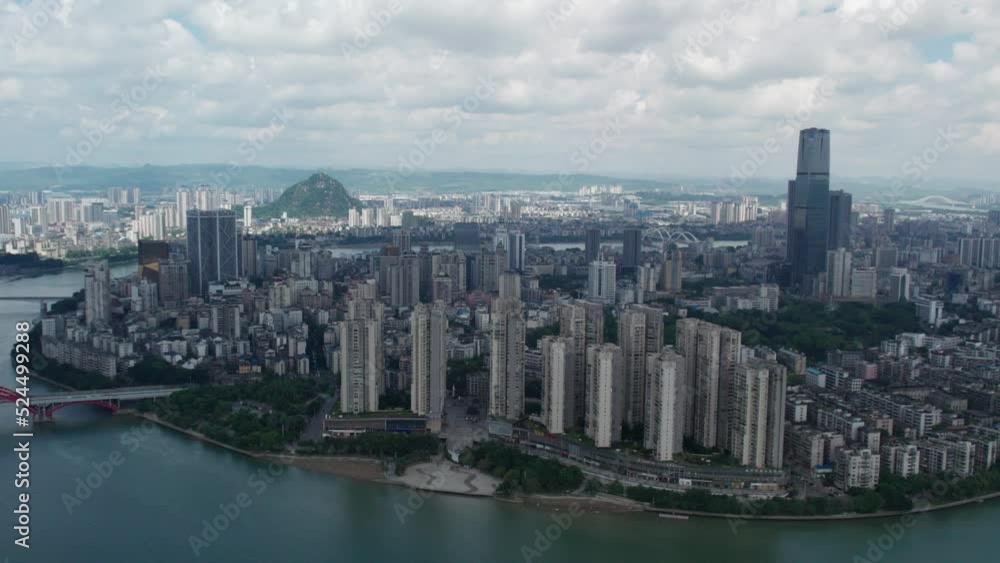 Aerial photography of Liuzhou city appearance, China Aerial photography of Liuzhou city appearance, China