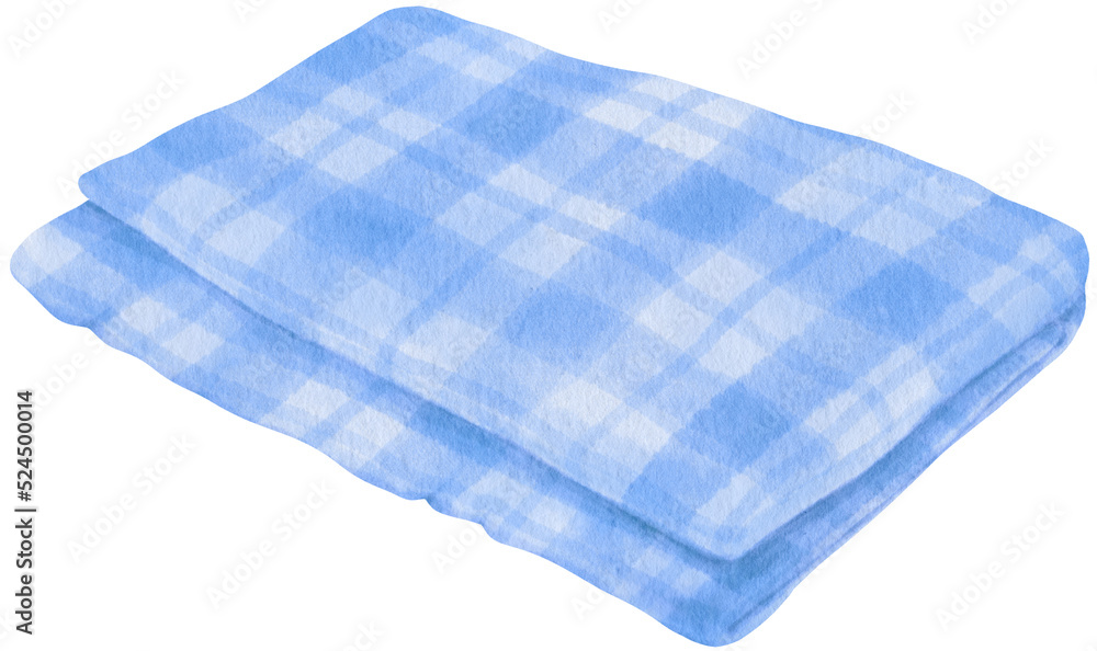 Blue Checkered Beach towel and picnic blanket in watercolor Blue Checkered Beach towel and picnic blanket in watercolor
