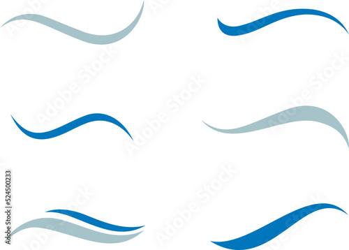 Set of vector waves, water curves for logo and icon