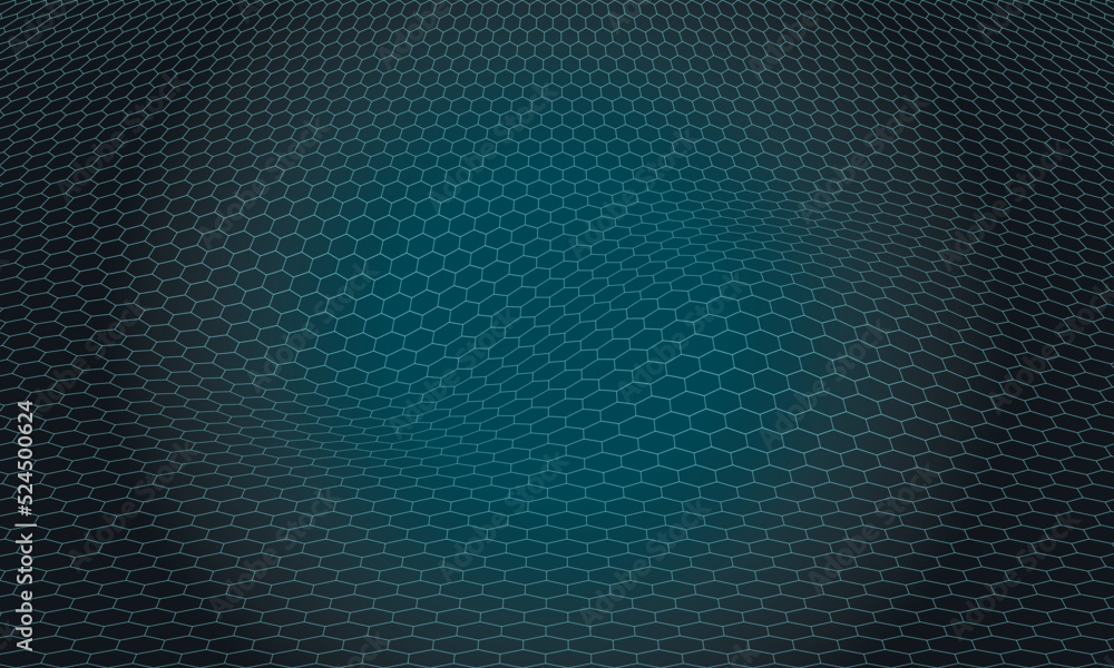Hexagon wave graphic background. Abstract hexagonal perspective grid. Hexagon wave graphic background. Abstract hexagonal perspective grid.