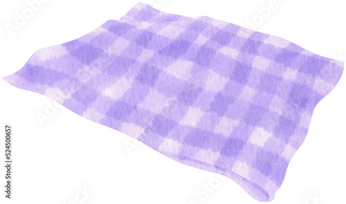 purple Checkered Beach towel picnic blanket in watercolor