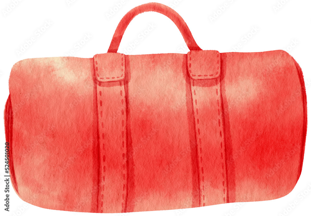 Red beach towel picnic blanket watercolor illustration