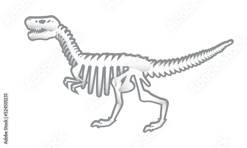 Dinosaur skeleton isolated on white background. Lizard dinosaur. Prehistoric animal.Vector graphics