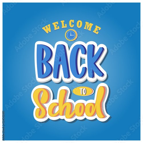 Back to school editable text effect typography vector illustration colorful modern and school items elements decoration background.