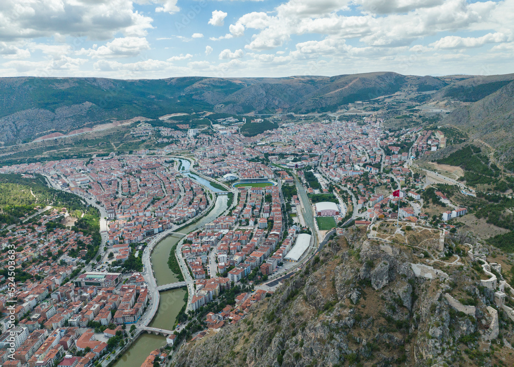 Amasya City Center Drone Photo, Amasya Turkey Amasya City Center Drone Photo, Amasya Turkey