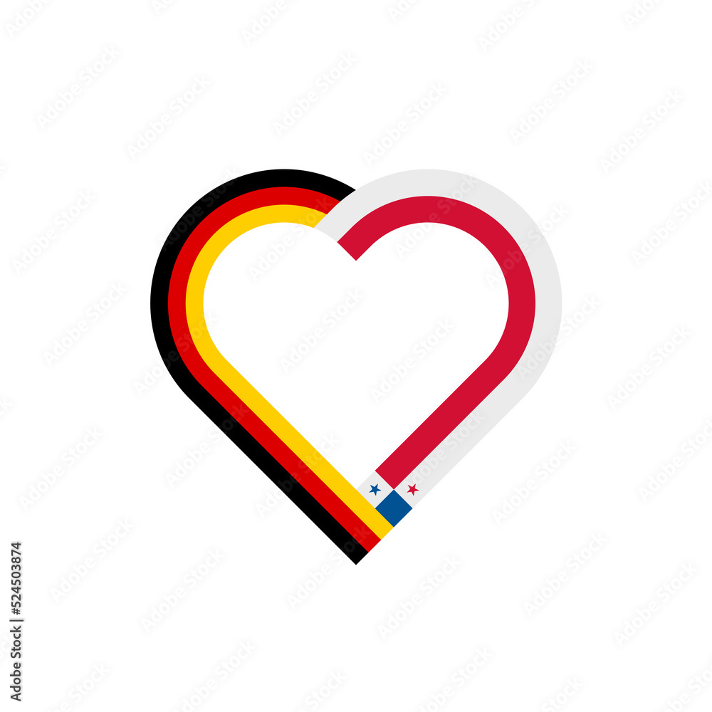 friendship concept. heart ribbon icon of germany and panama flags. vector illustration isolated on white background