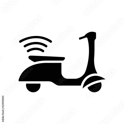 Scooter icon with signal. icon related to technology. smart device. transport device. Glyph icon style, solid. Simple design editable