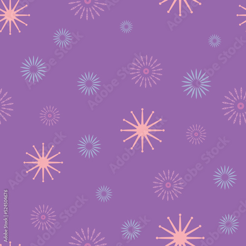 Abstract pink blue doodle stars seamless pattern background design